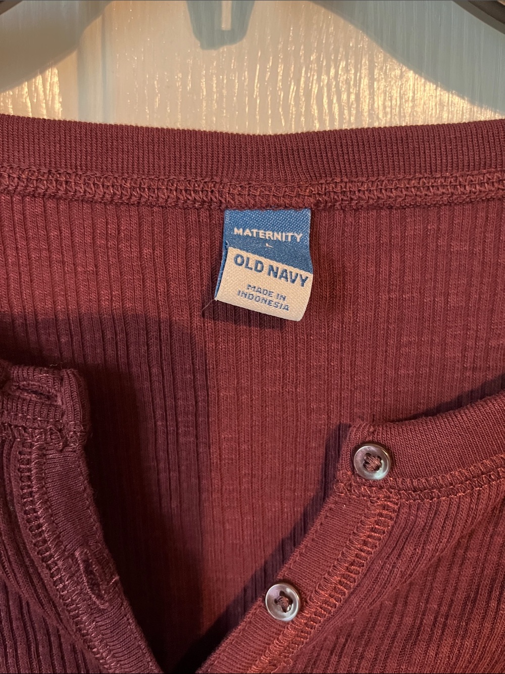 Old Navy Maternity Ribbed Henley Top - Burgundy